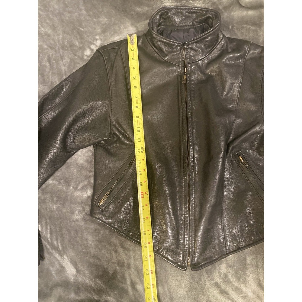 Hot Leathers Women's Vtg Black Leather Motorcycle Sport Zipper Jacket Sz M USA - Picture 13 of 16